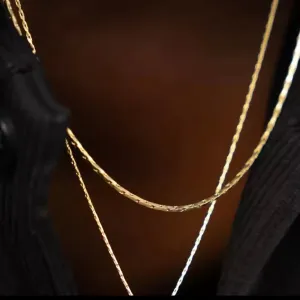 (Premium) 1mm Thin & Short Golden Rice Link Neck Chain For Men