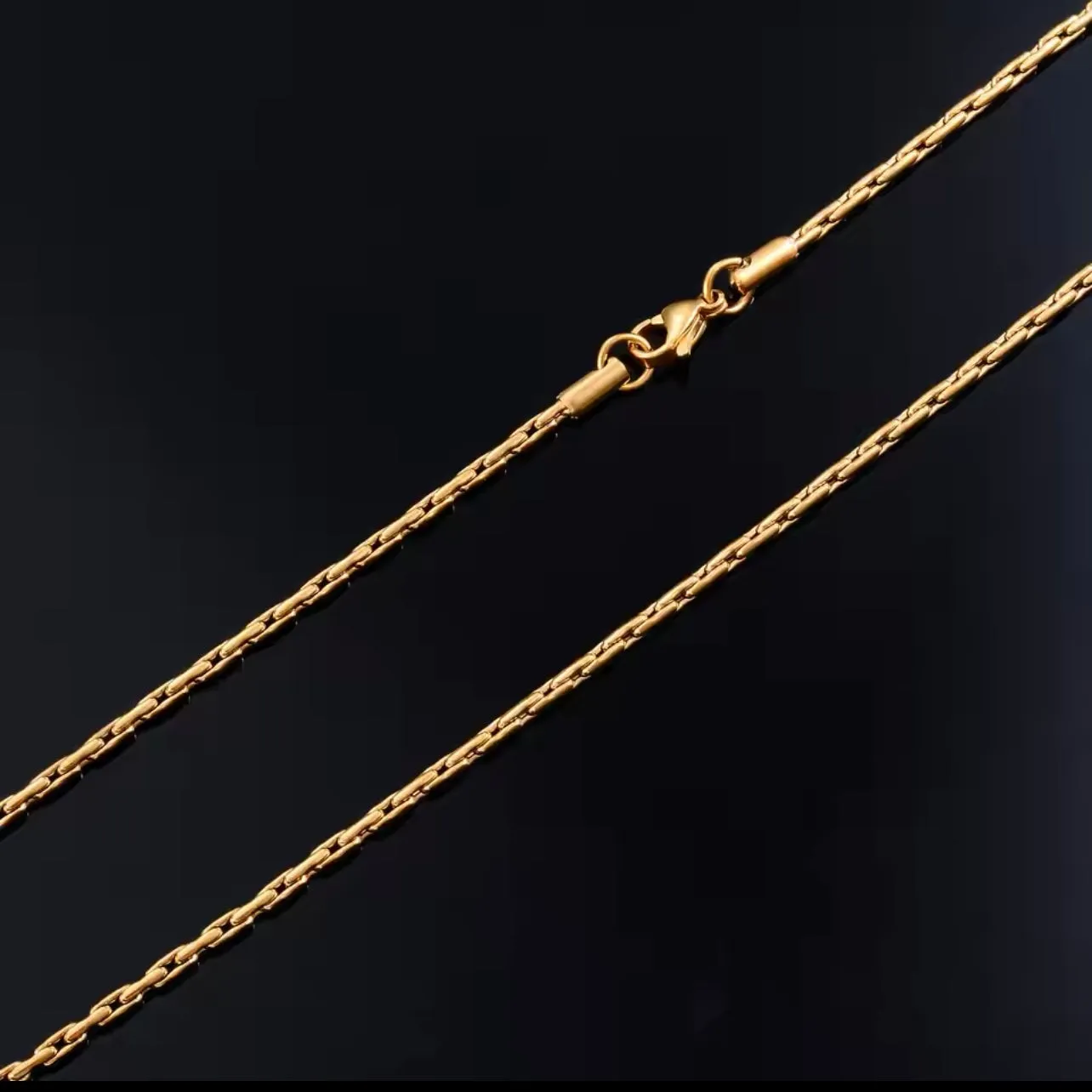 (Premium) 1mm Thin & Short Golden Rice Link Neck Chain For Men