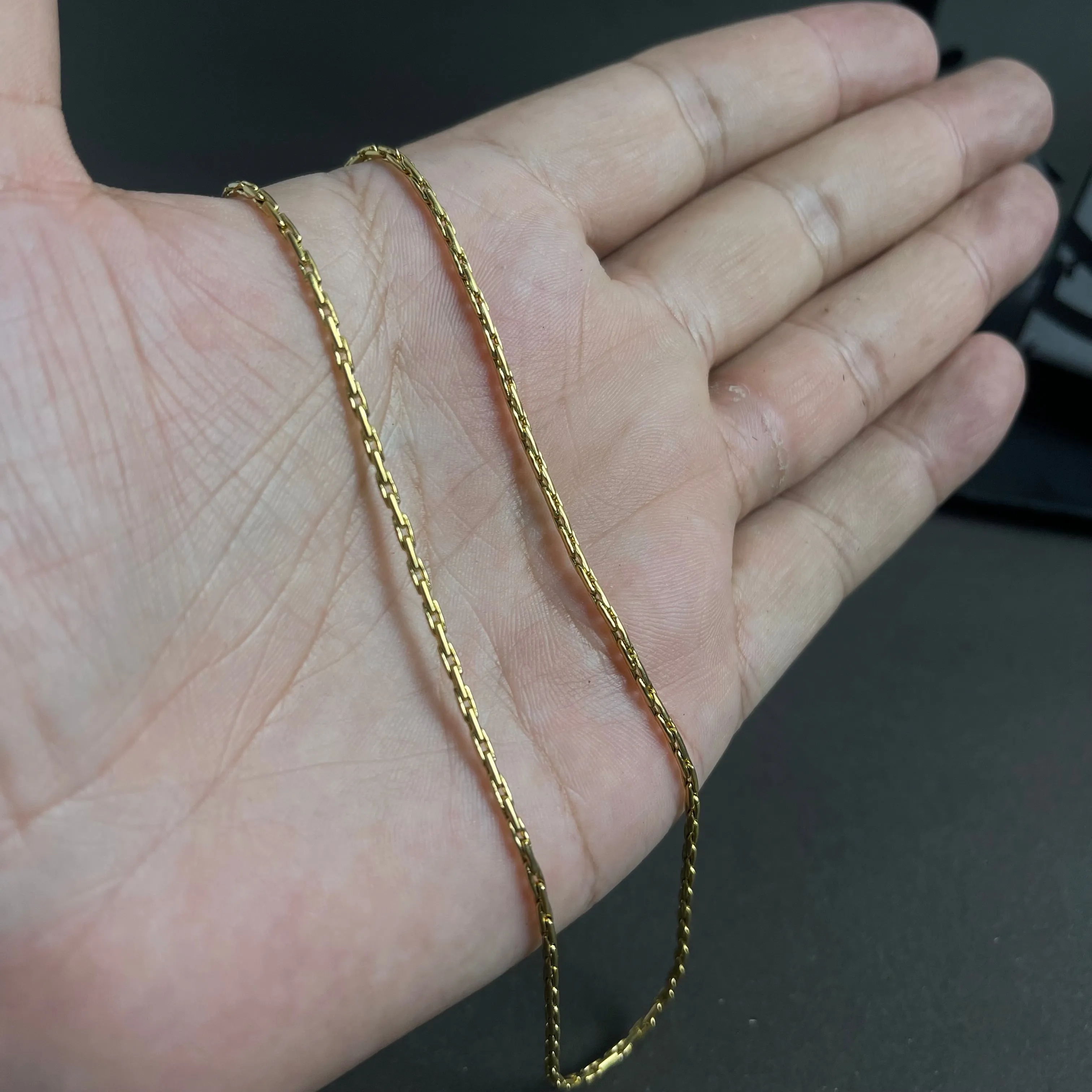 (Premium) 1mm Thin & Short Golden Rice Link Neck Chain For Men