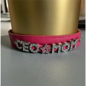 "CEO MOM" Hot Pink Leather Bracelet