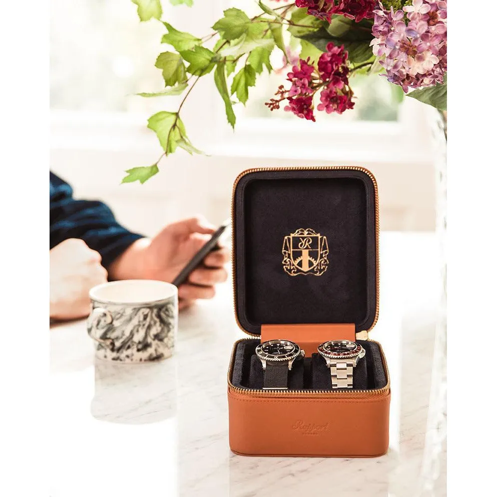 Rapport - Hyde Park Double Watch Case in Tan Leather | D262