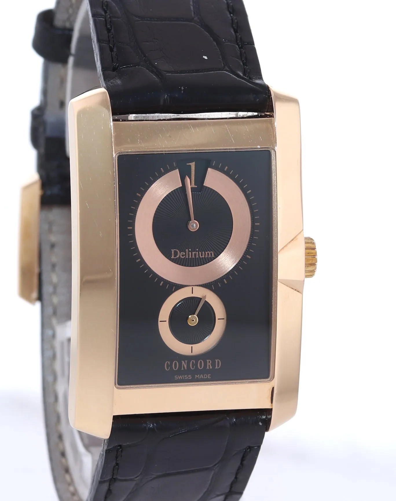 RARE Concord Delirium 18k Rose Gold 28mm Jump Hour 52 N5 1460.1 Manual Watch