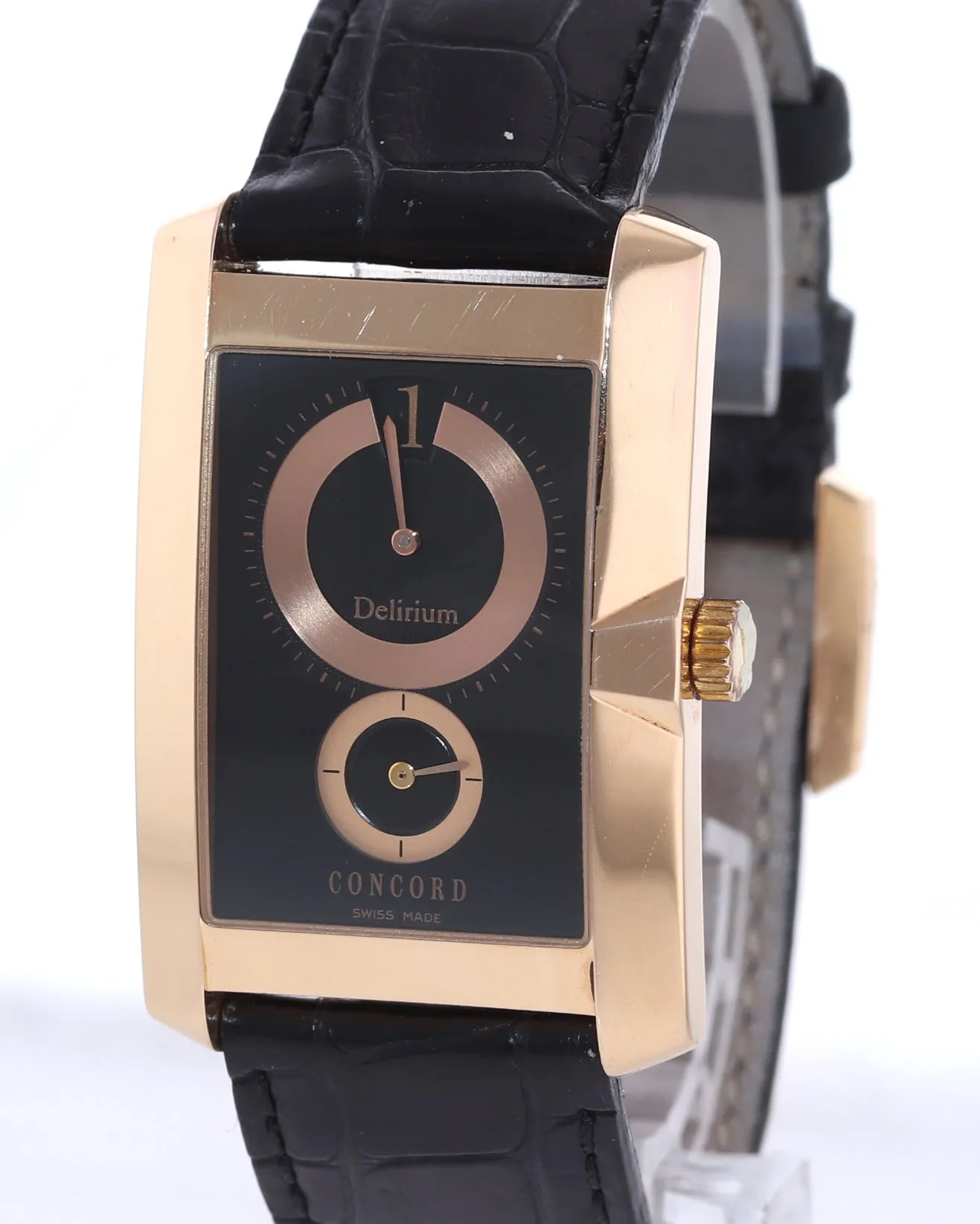 RARE Concord Delirium 18k Rose Gold 28mm Jump Hour 52 N5 1460.1 Manual Watch