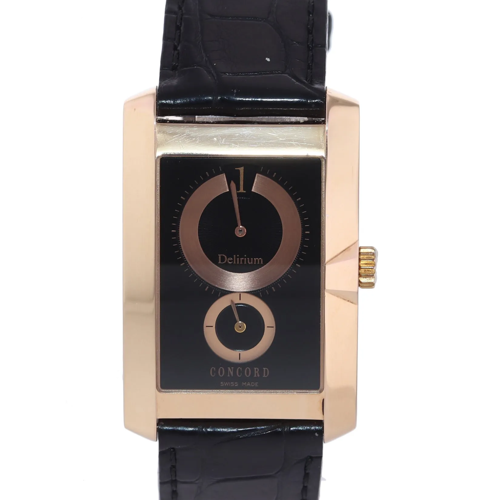 RARE Concord Delirium 18k Rose Gold 28mm Jump Hour 52 N5 1460.1 Manual Watch