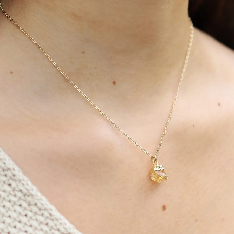 Raw Citrine Chain Necklace