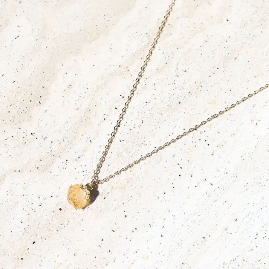 Raw Citrine Chain Necklace