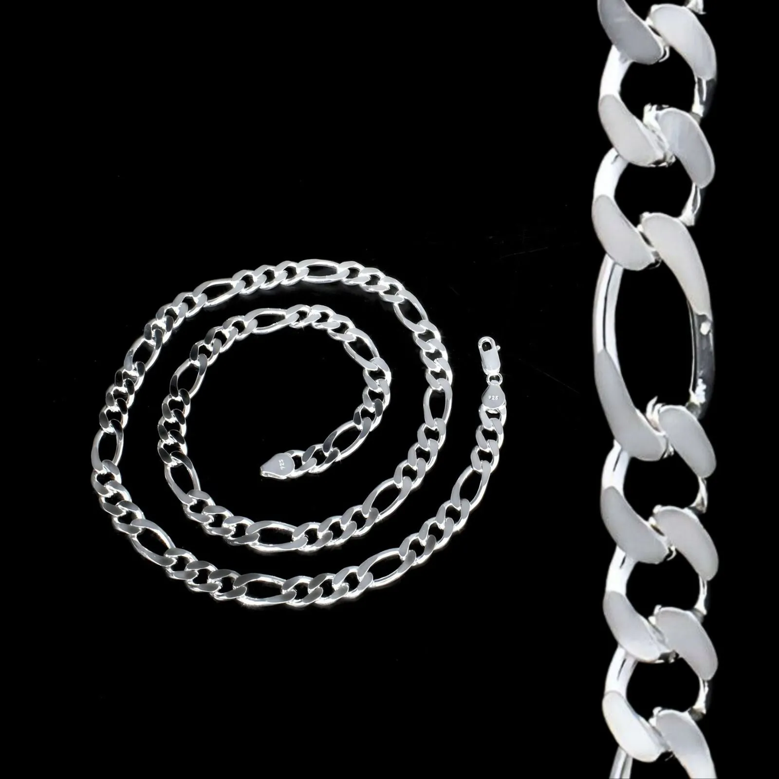 Real 925 Silver Excellent gifting Figaro Men's Neck Chain 24"