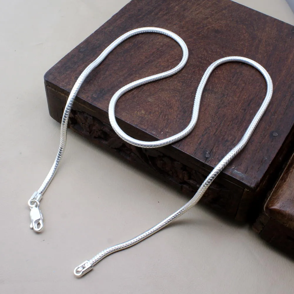 Real Sterling Silver Snake Style Chain 22" Neck Chain