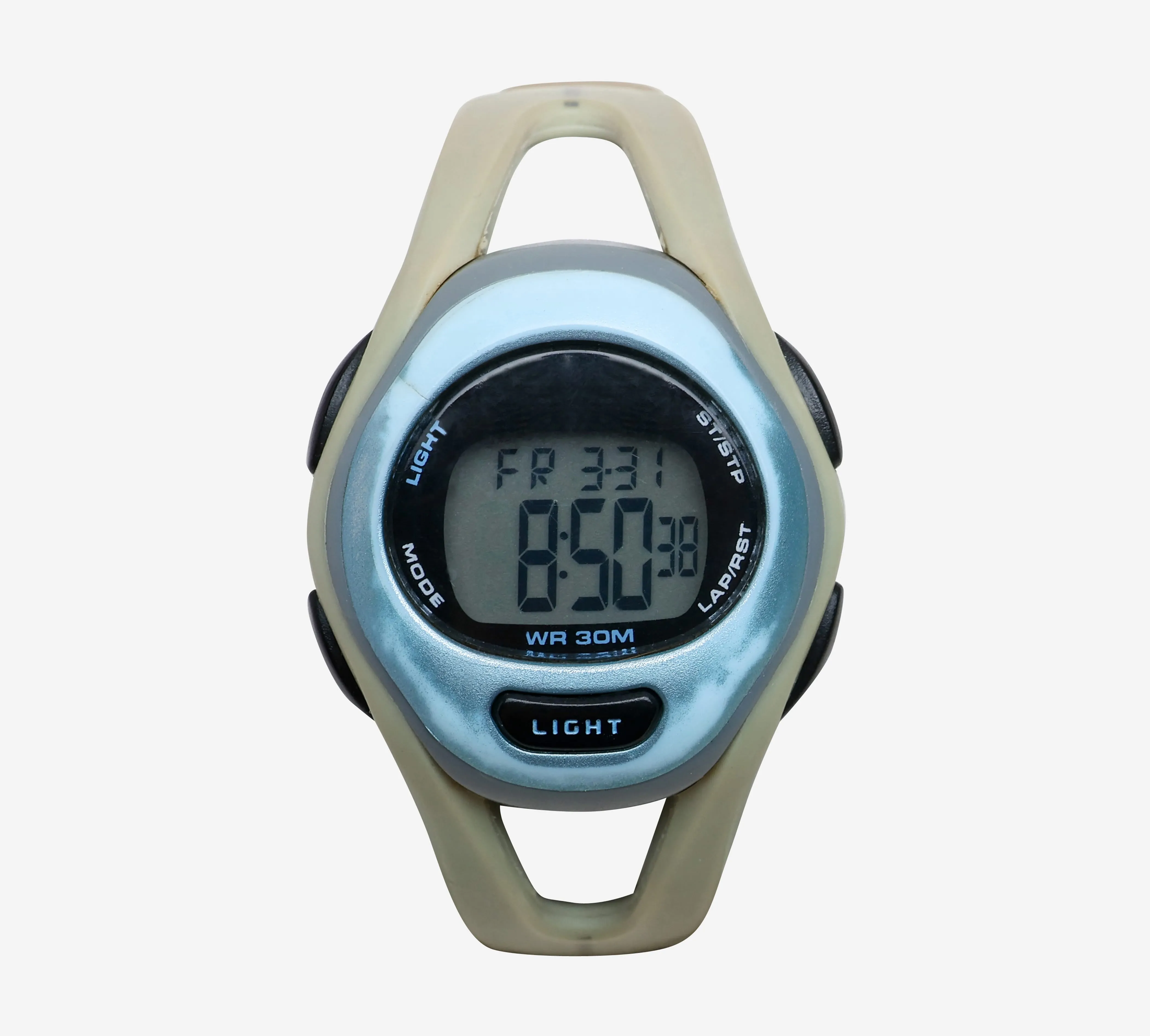 Rewound Blue and Cream Quartz Digital Watch