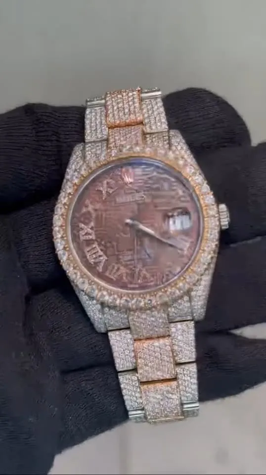 Rolex Date-Just Moissanite Diamond Watch  W 248