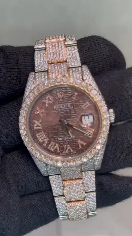 Rolex Date-Just Moissanite Diamond Watch  W 248