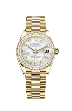 Rolex Datejust 31 Mother of Pearl Diamond Ladies 18kt Yellow Gold President Watch 278288MDP
