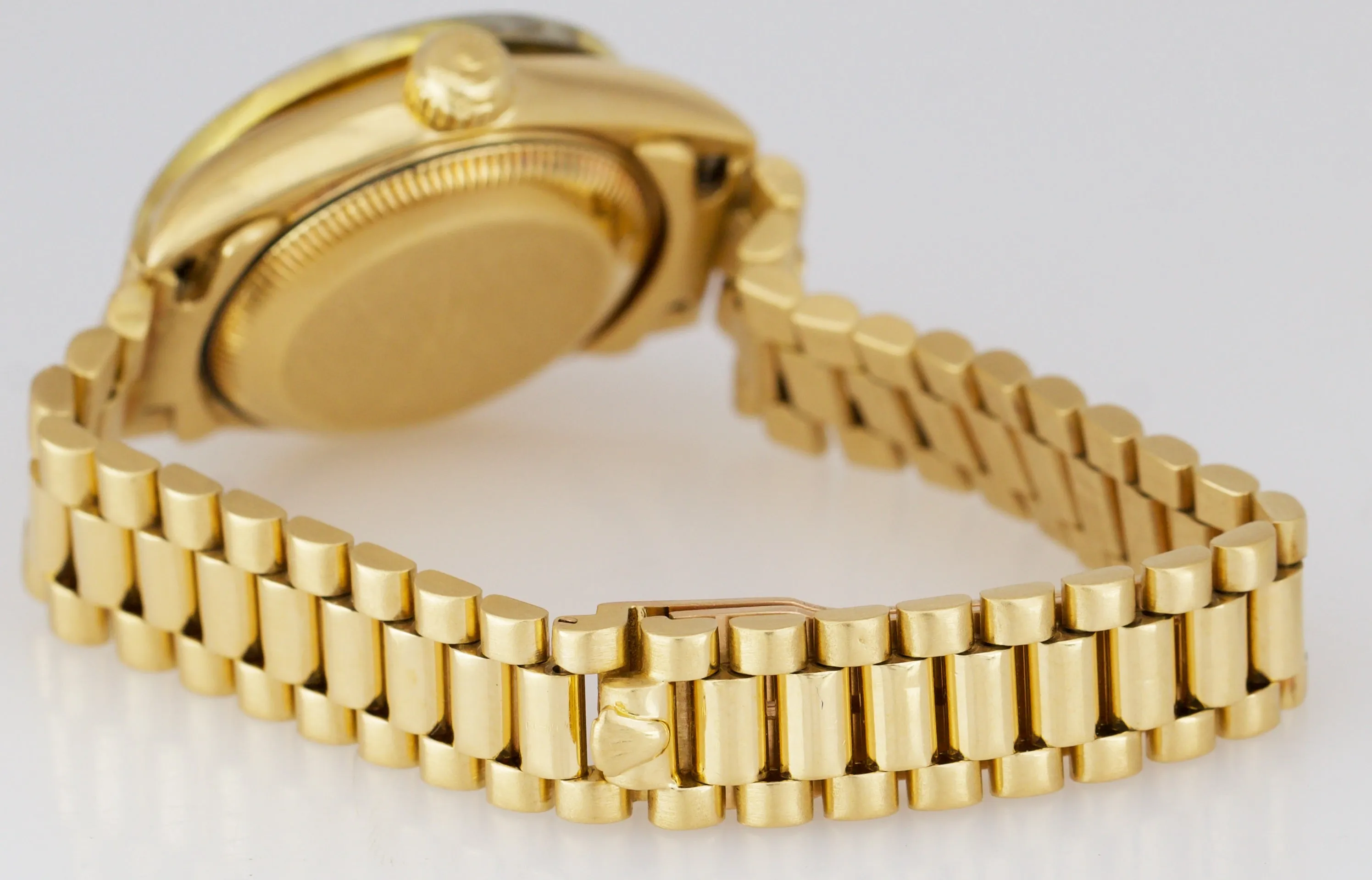 Rolex DateJust President 26mm DIAMOND BEZEL White MOP Yellow Gold Watch 69178