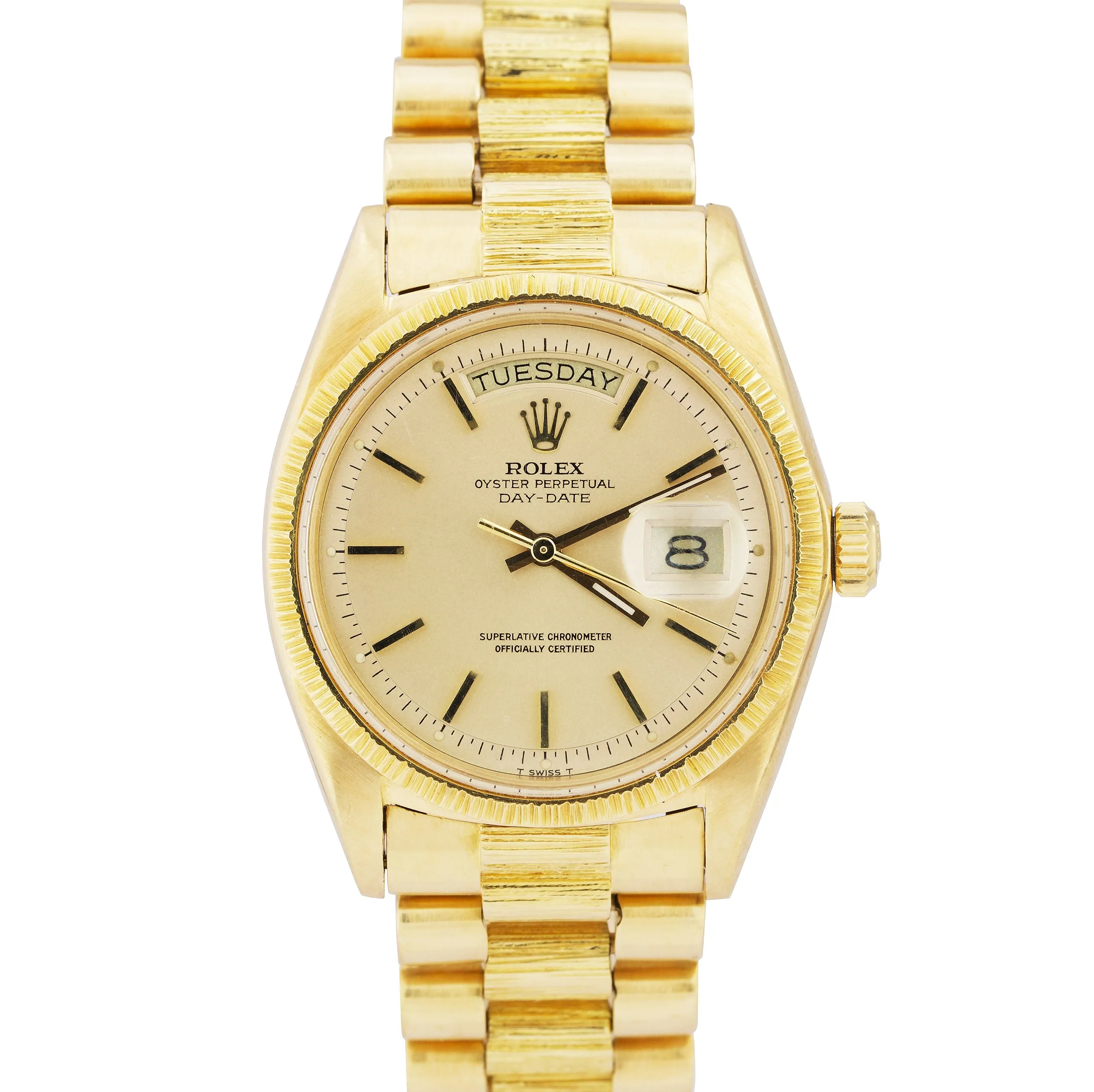 Rolex Day-Date President 1807 Champagne Bark 18K Yellow Gold 36mm Watch 1803