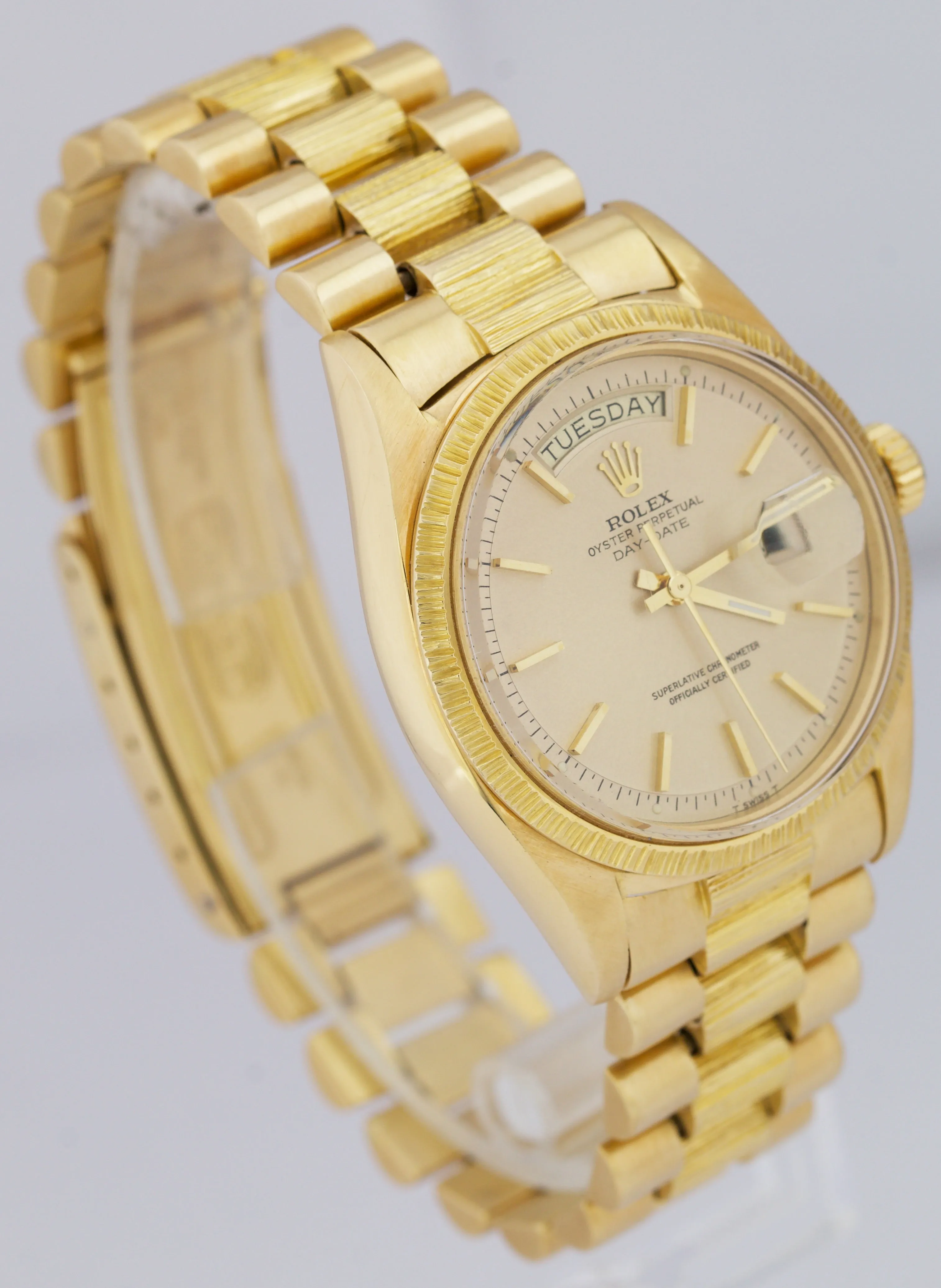Rolex Day-Date President 1807 Champagne Bark 18K Yellow Gold 36mm Watch 1803