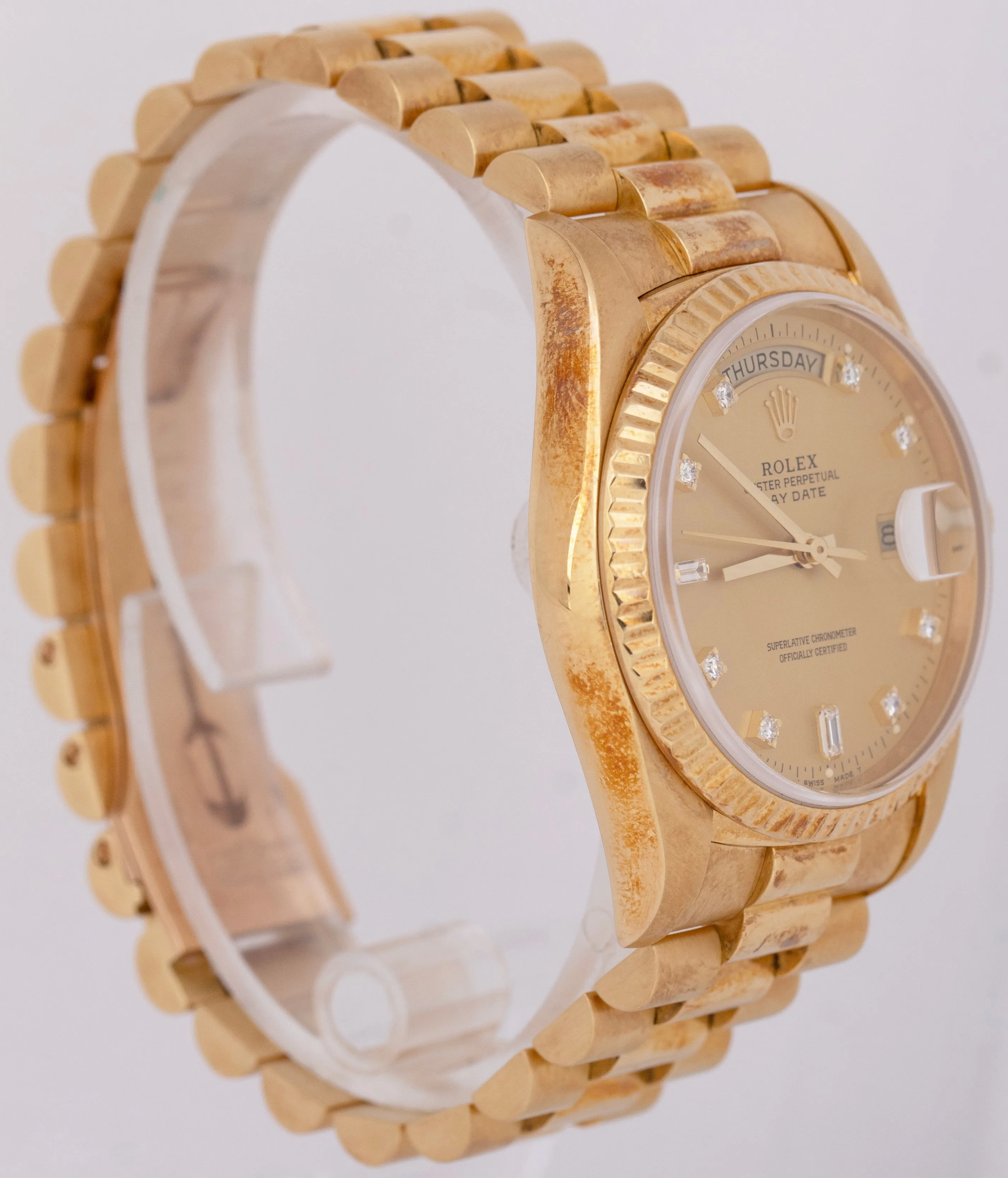 Rolex Day-Date President DIAMOND Champagne Dial 36mm 18K Yellow Gold Watch 18238