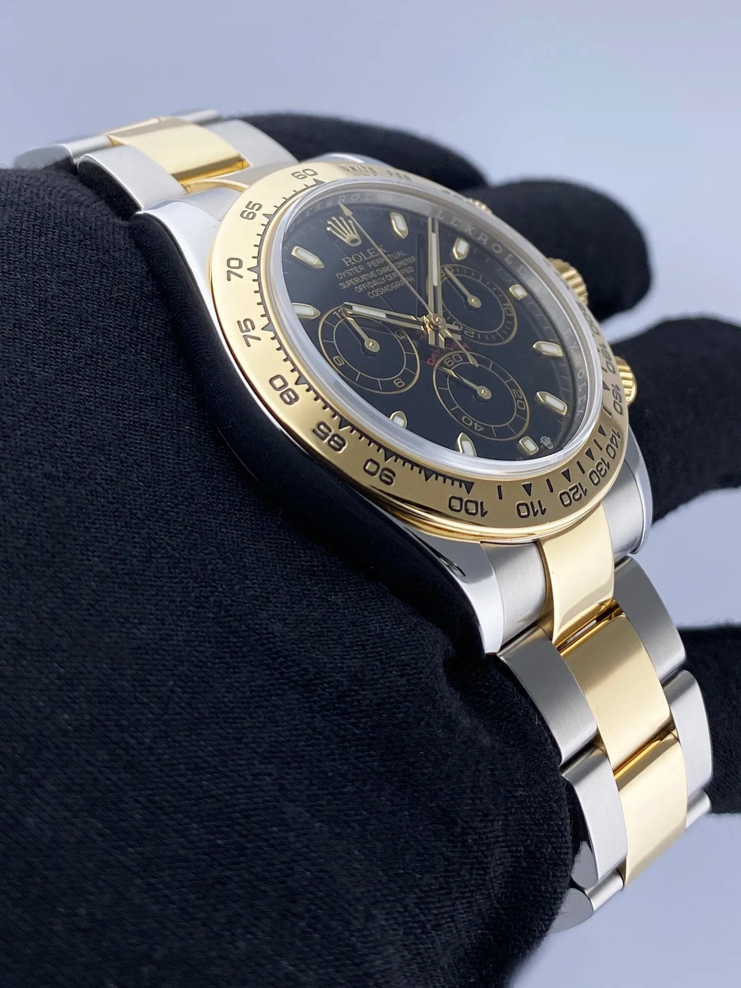 Rolex Daytona 116503 Two Tone Black Dial Mens Watch Box Papers