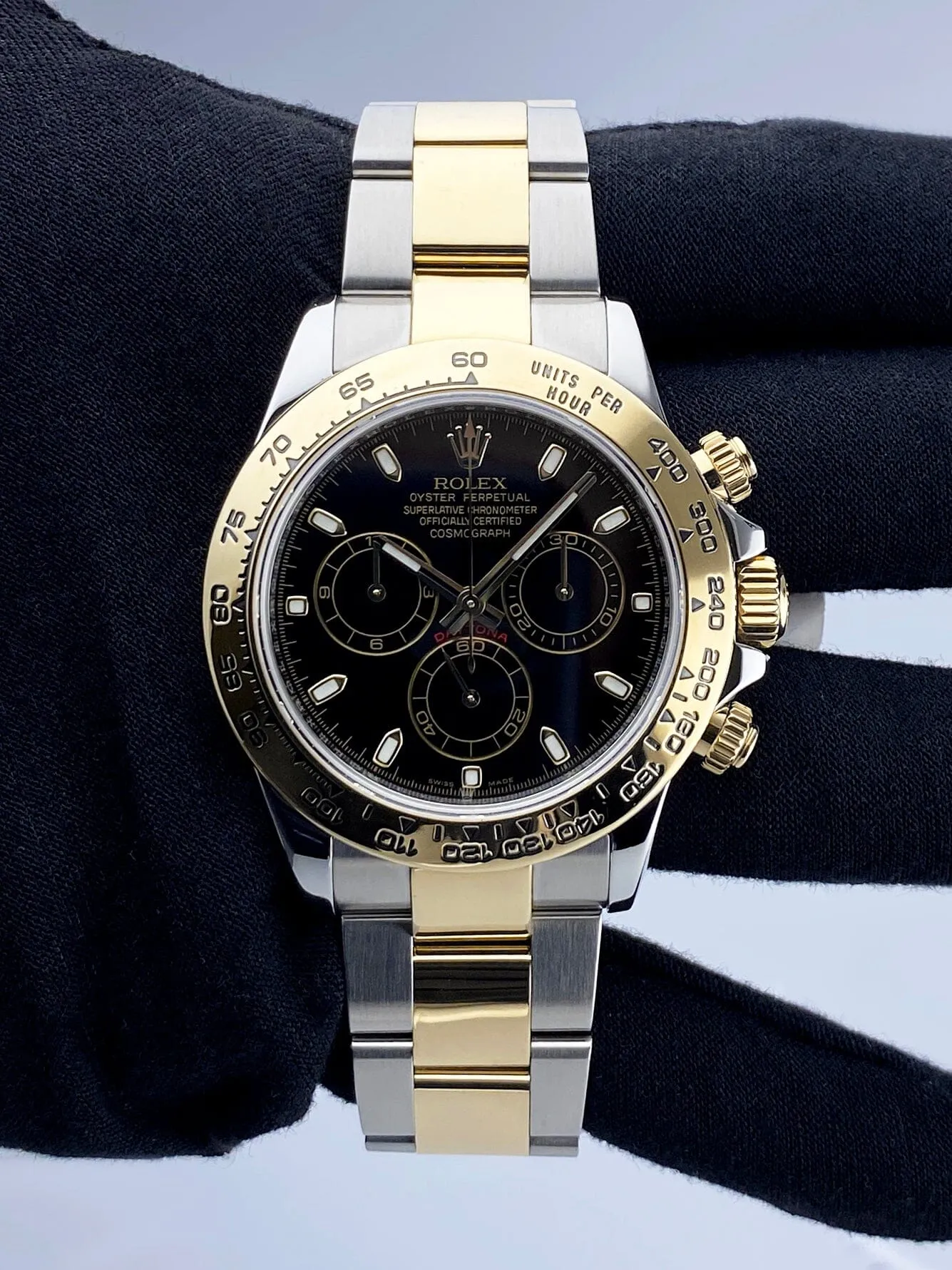 Rolex Daytona 116503 Two Tone Black Dial Mens Watch Box Papers