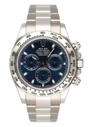 Rolex Daytona 116509 Blue Dial 18K White Gold Mens Watch Box Papers