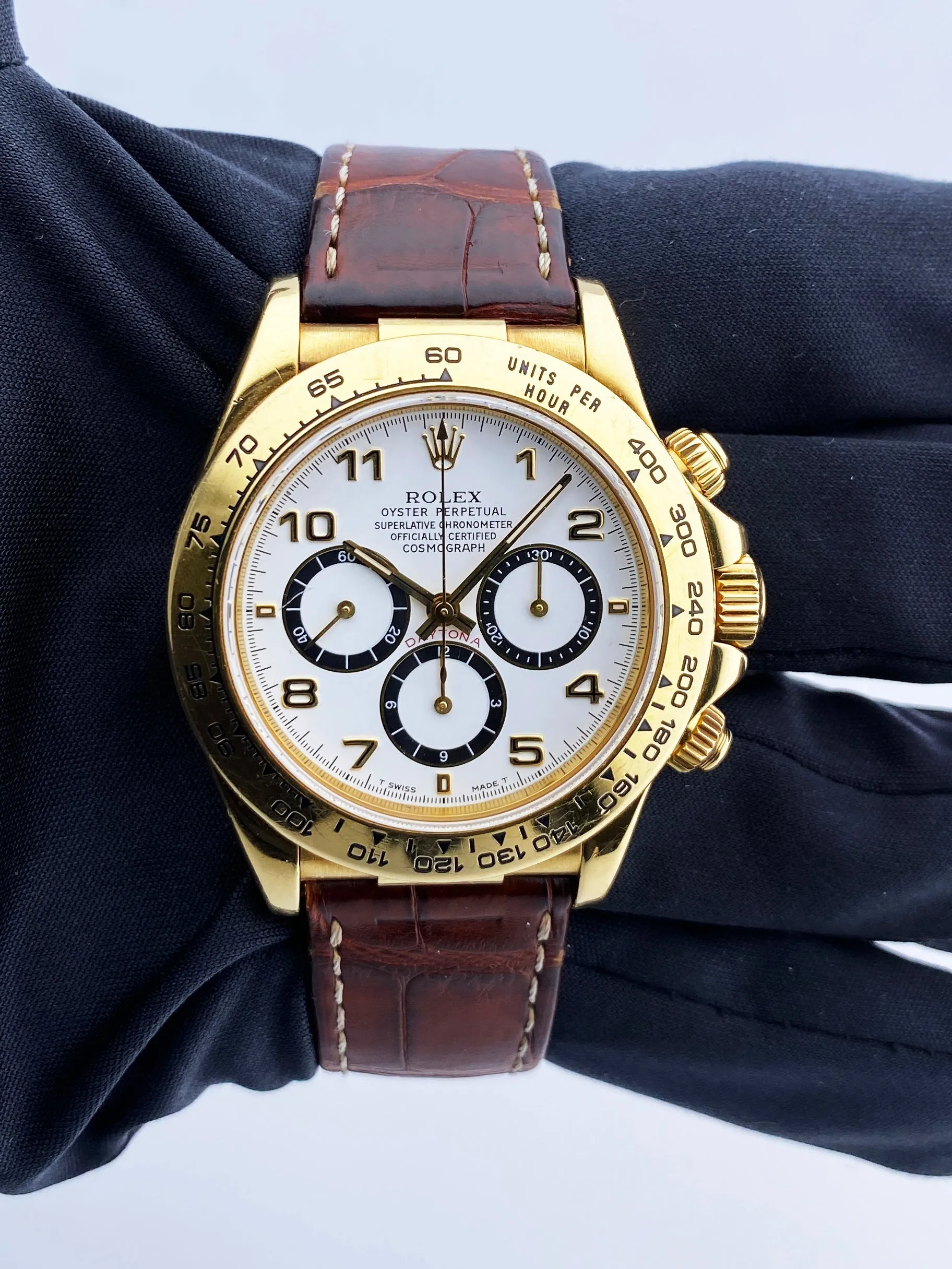 Rolex Daytona 16518 18K Yellow Gold White Dial Mens Watch
