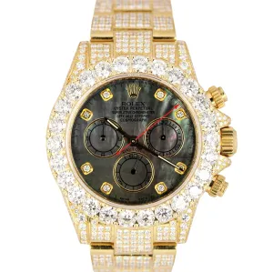 Rolex Daytona Cosmograph 18K Yellow Gold 10ctw DIAMOND MOP 40mm 116528 Watch