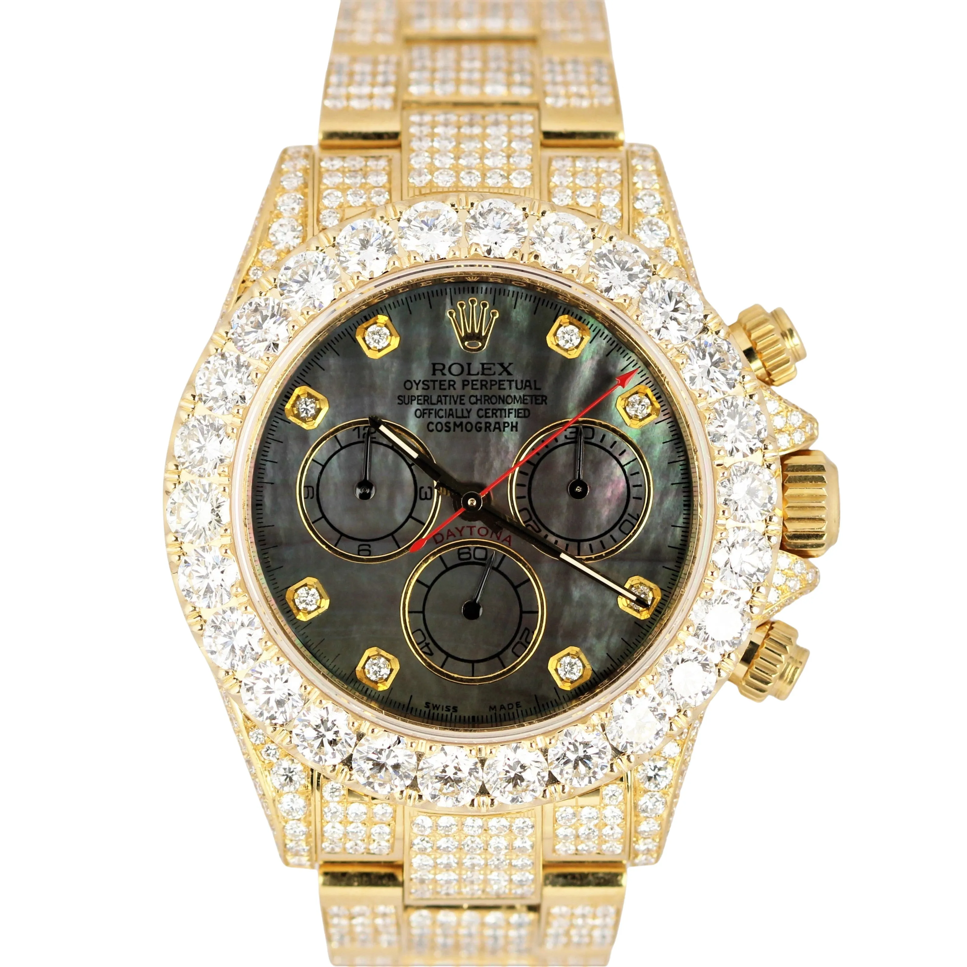 Rolex Daytona Cosmograph 18K Yellow Gold 10ctw DIAMOND MOP 40mm 116528 Watch