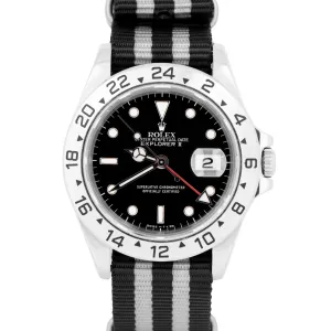 Rolex Explorer II Black Stainless Steel Nato Strap Automatic 40mm Watch 16570