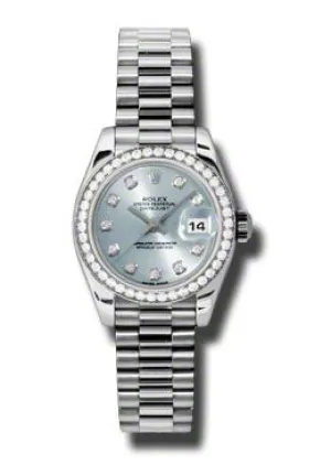 Rolex Lady-Datejust 26 Ice Blue Dial Platinum President Automatic Ladies Watch 179136IBLDP