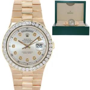 Rolex OysterQuartz Day Date President 19018 Diamond Bezel Yellow Gold Watch