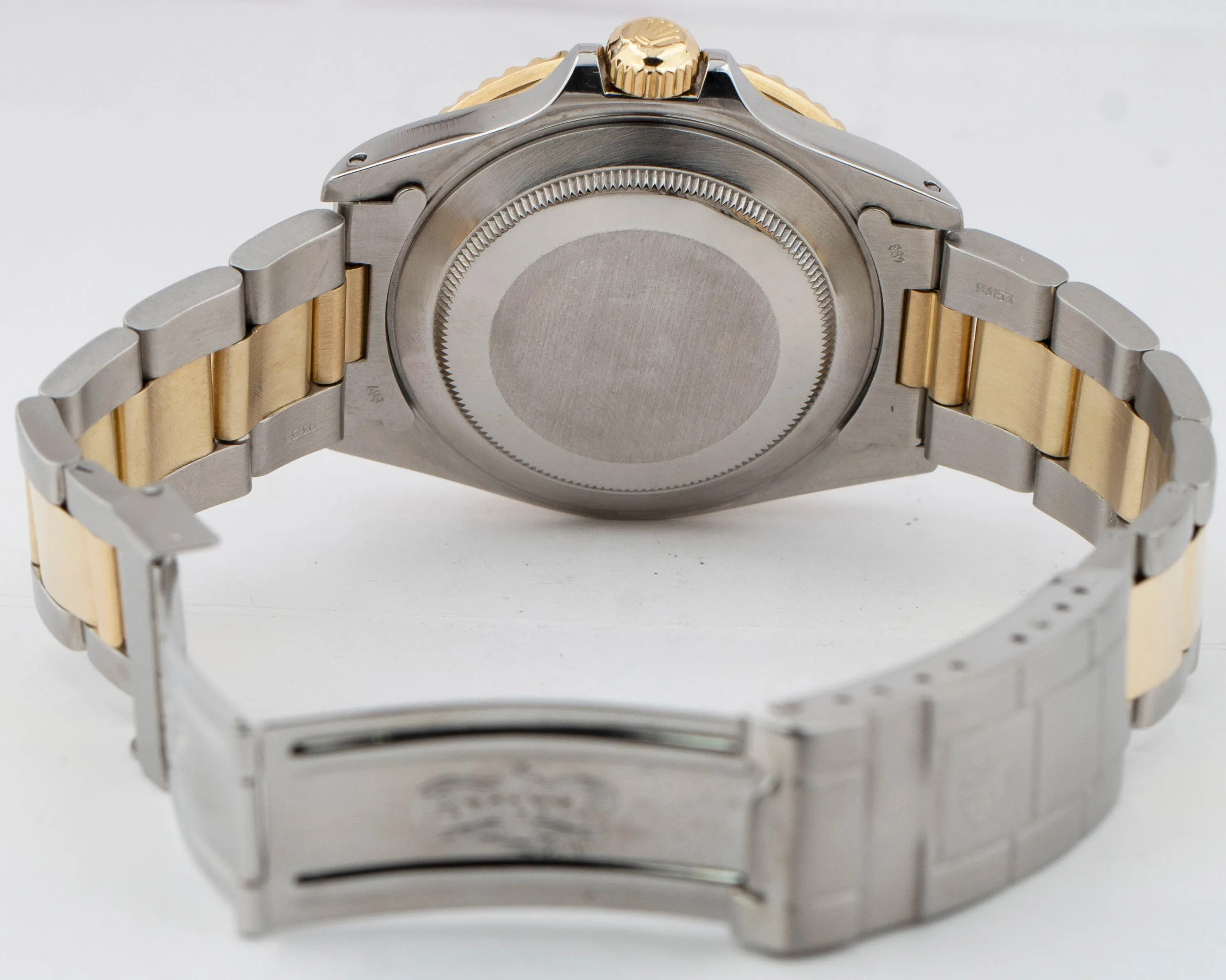Rolex Submariner Date 18K Yellow Gold DIAMOND Stainless Blue 40mm Watch 16803