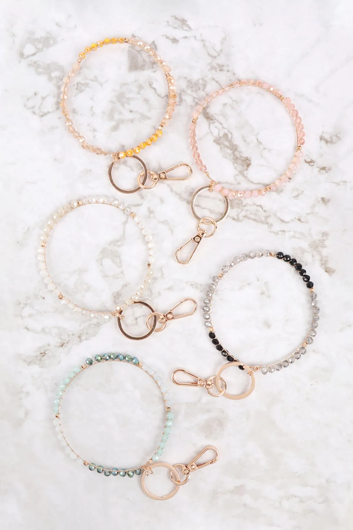 RONDELLE BEADS TWO TONE WRISTLET KEYCHAIN
