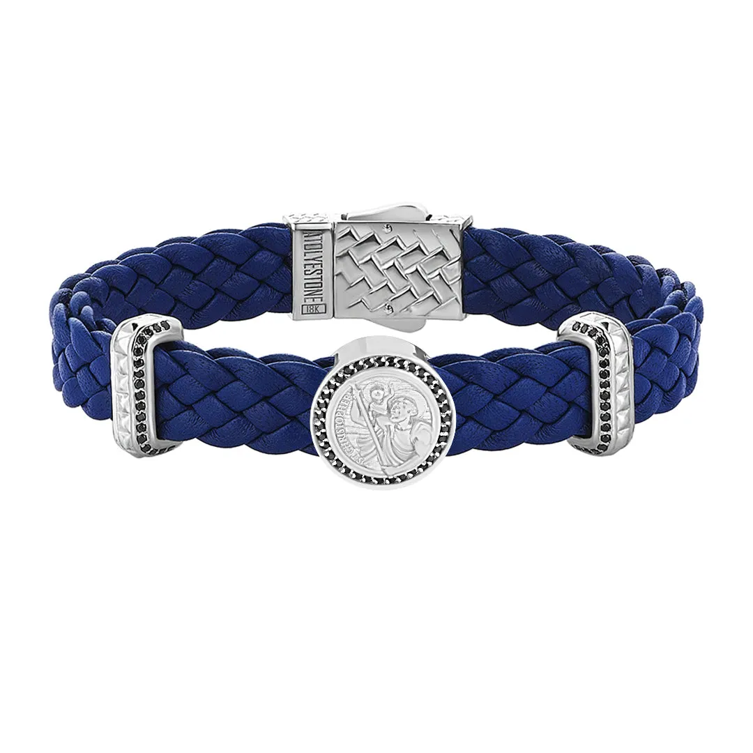 Saint Christopher Leather Bracelet in Gold