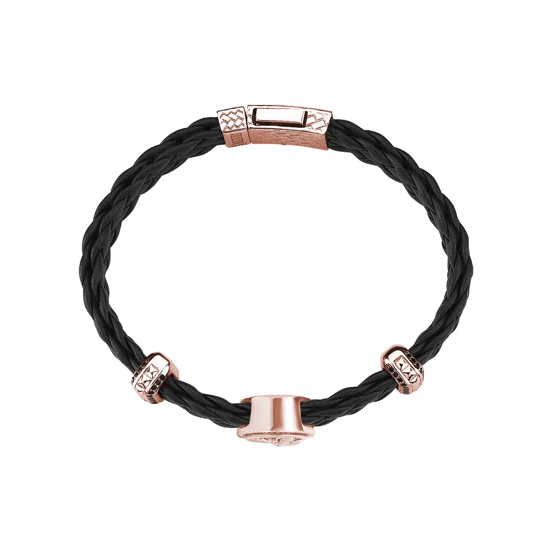 Saint Christopher Leather Bracelet in Gold