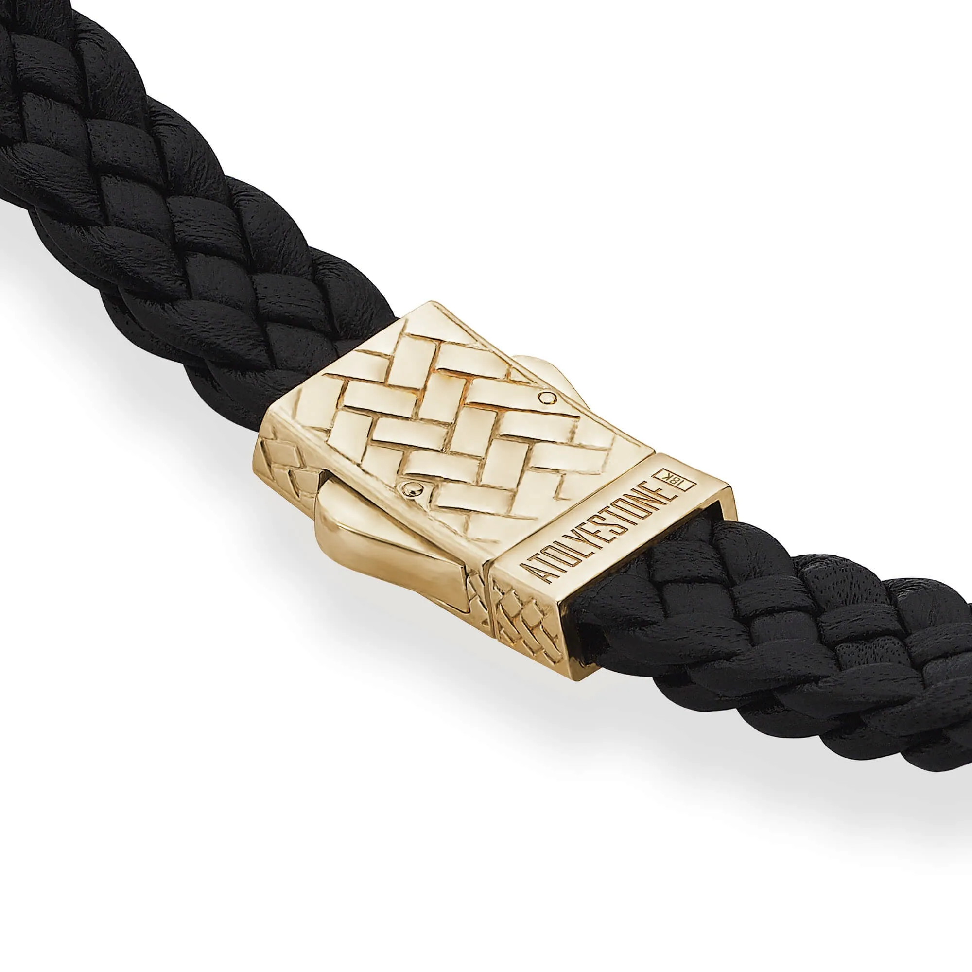 Saint Christopher Leather Bracelet in Gold