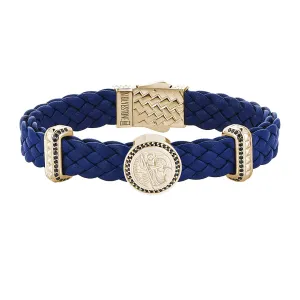 Saint Christopher Leather Bracelet in Gold