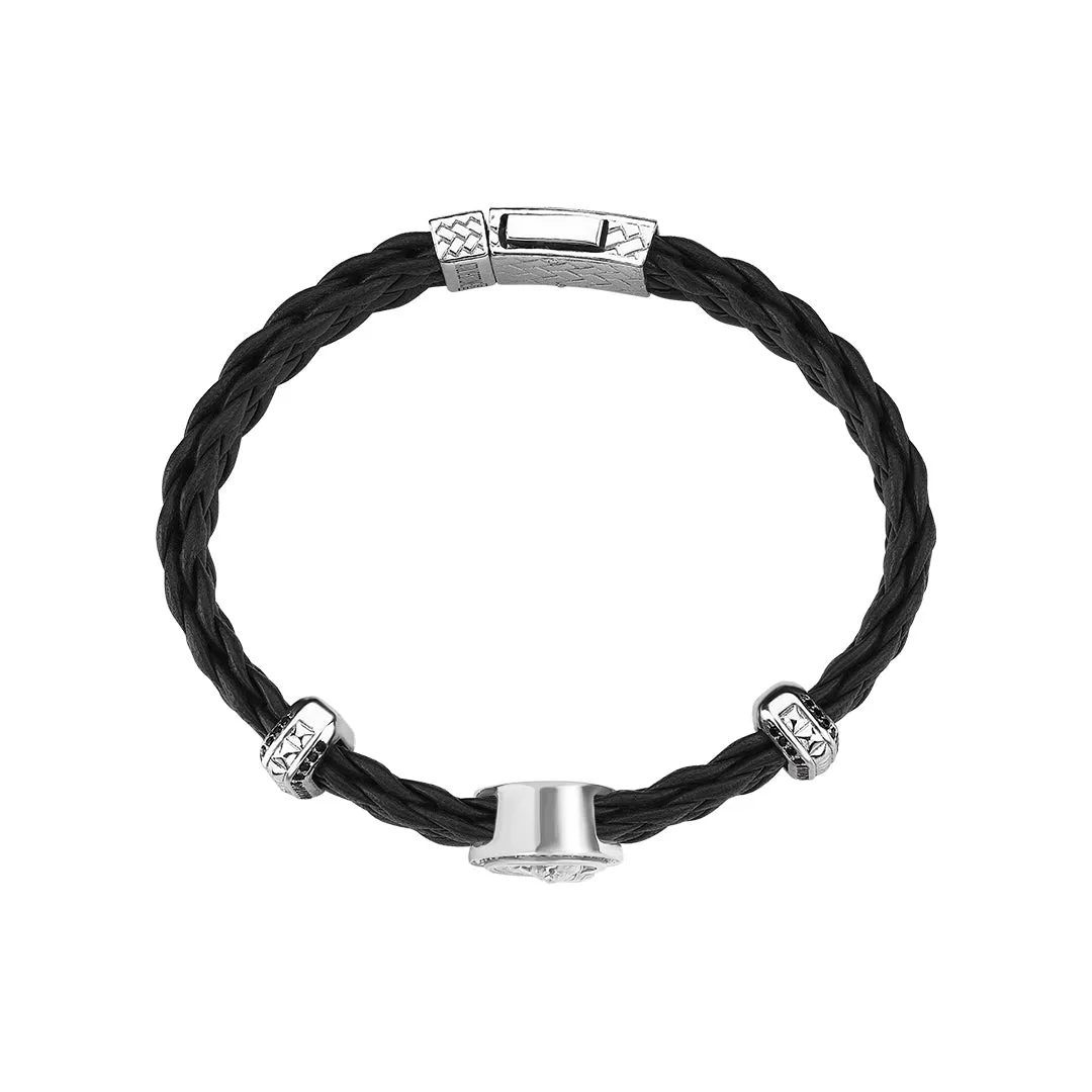 Saint Christopher Leather Bracelet in Gold