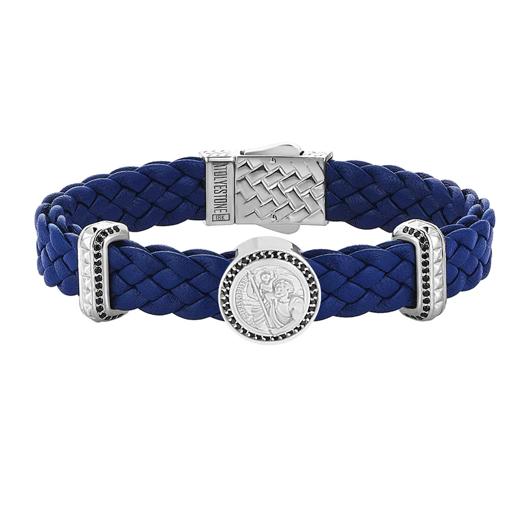 Saint Christopher Leather Bracelet in Gold