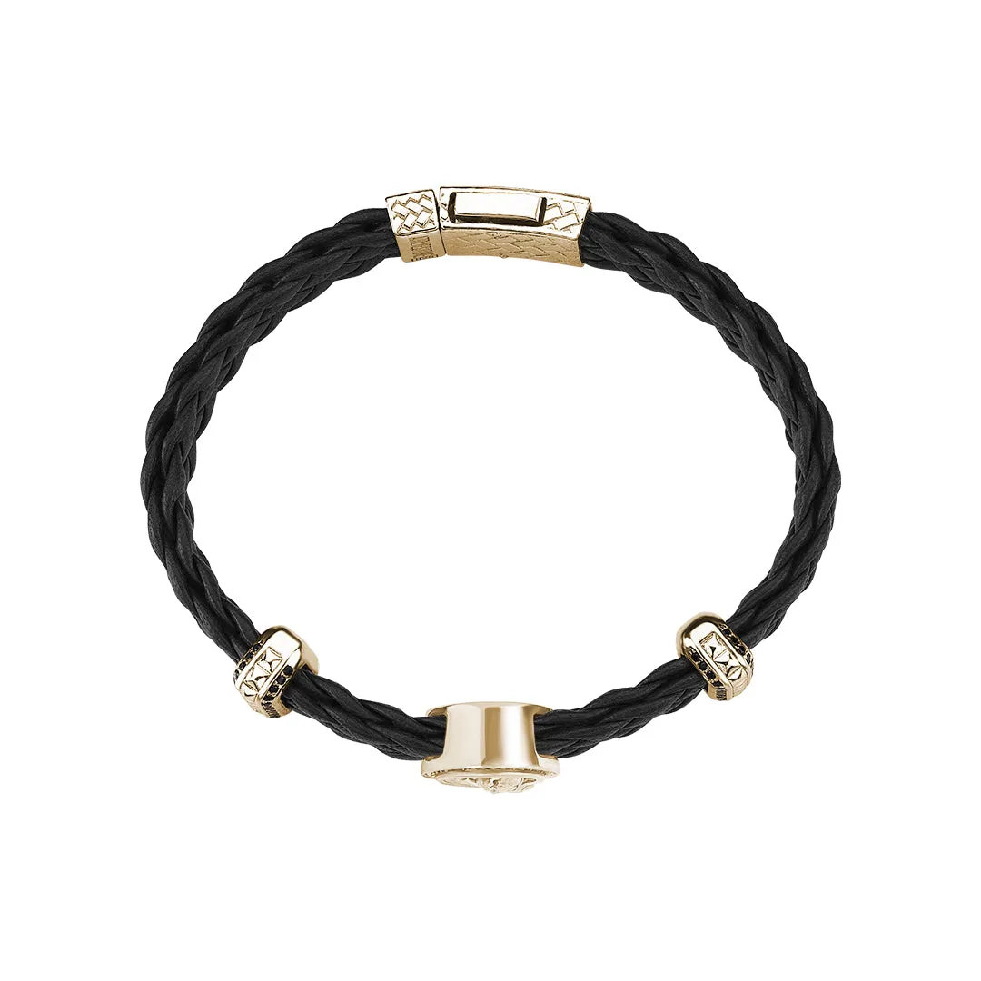 Saint Christopher Leather Bracelet in Gold
