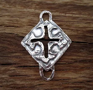 Santa Fe Style Artisan Cross Jewelry Link in Sterling Silver (one)