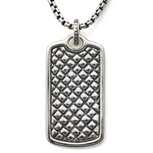 Scott Kay Sterling Silver Box Chain Necklace with Classic Equestrian Dog Tag, 26 Inches