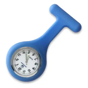 Silicone Nurse Fob Watch Quartz Machinery with Brooch Glow in the Dark Blue
