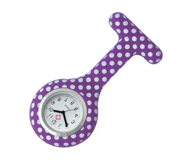 Silicone Nurse Fob Watch Quartz Machinery with Brooch Glow in the Dark Dotty