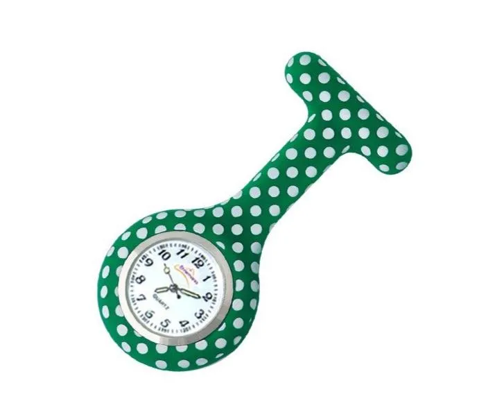 Silicone Nurse Fob Watch Quartz Machinery with Brooch Glow in the Dark Dotty