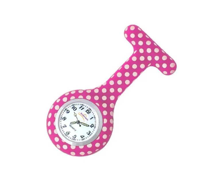 Silicone Nurse Fob Watch Quartz Machinery with Brooch Glow in the Dark Dotty