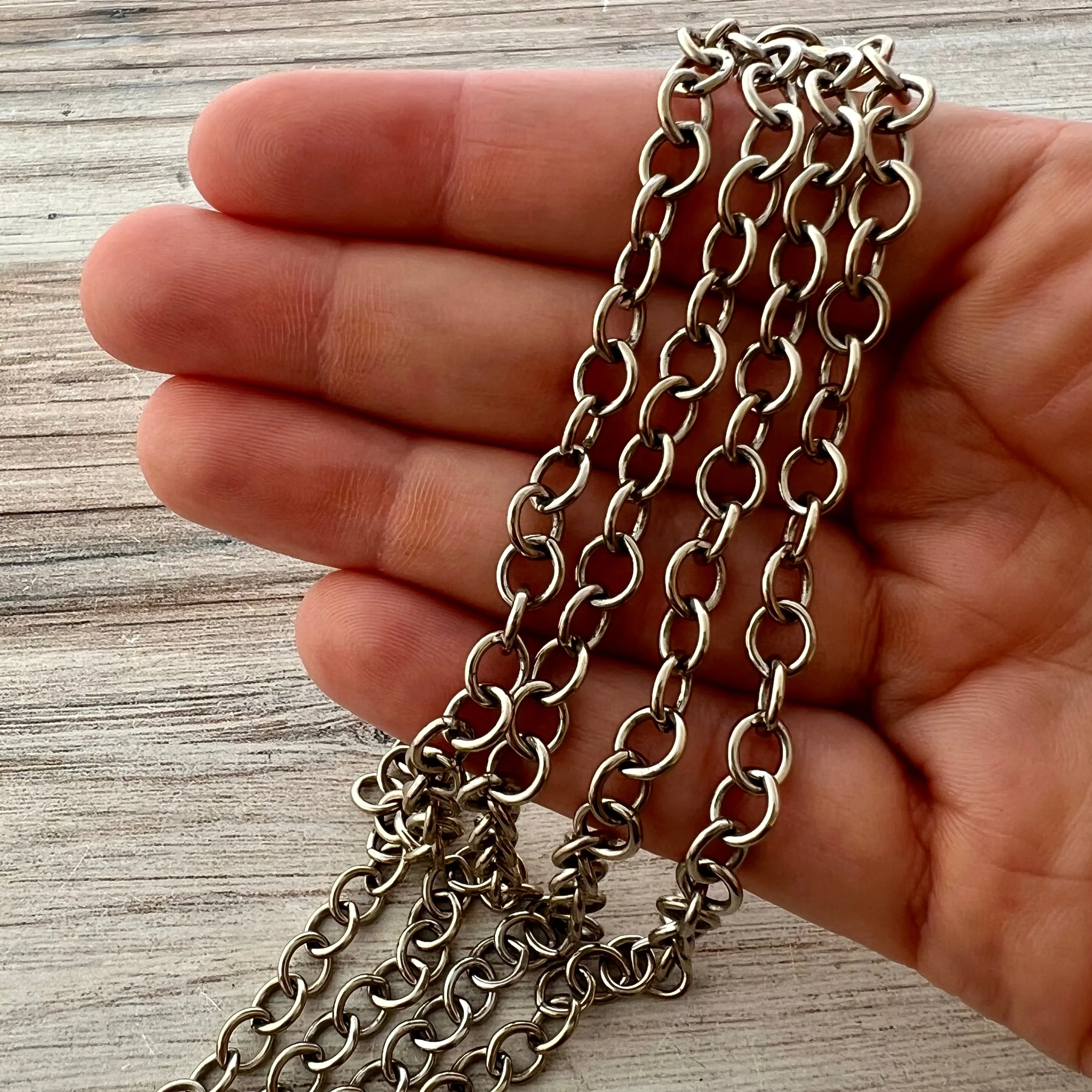 Silver Circle Link Cable Chain by the Foot, Jewelry Making Supplies, PW-2056