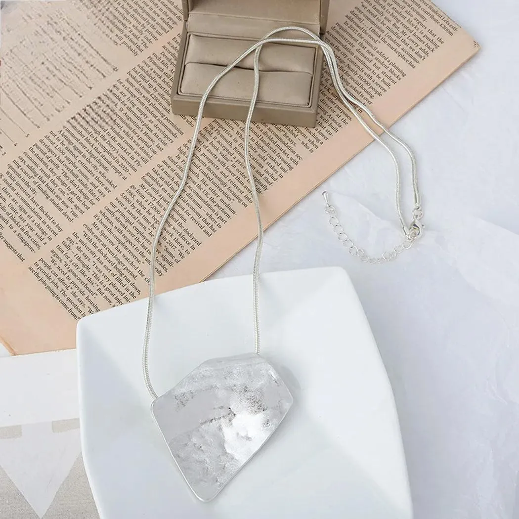 Silver Color Pendants Long Necklace Jewelry for Women Handmade Chains