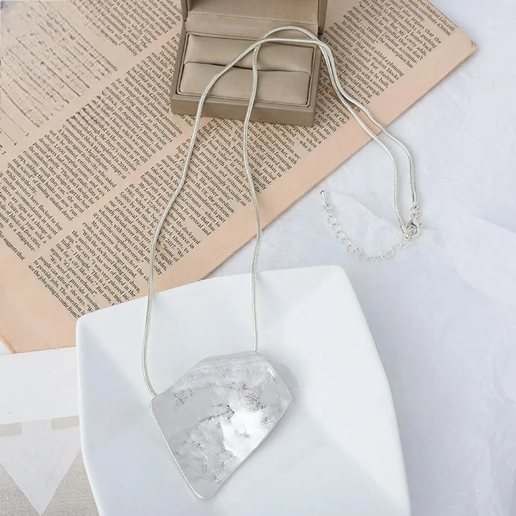 Silver Color Pendants Long Necklace Jewelry for Women Handmade Chains