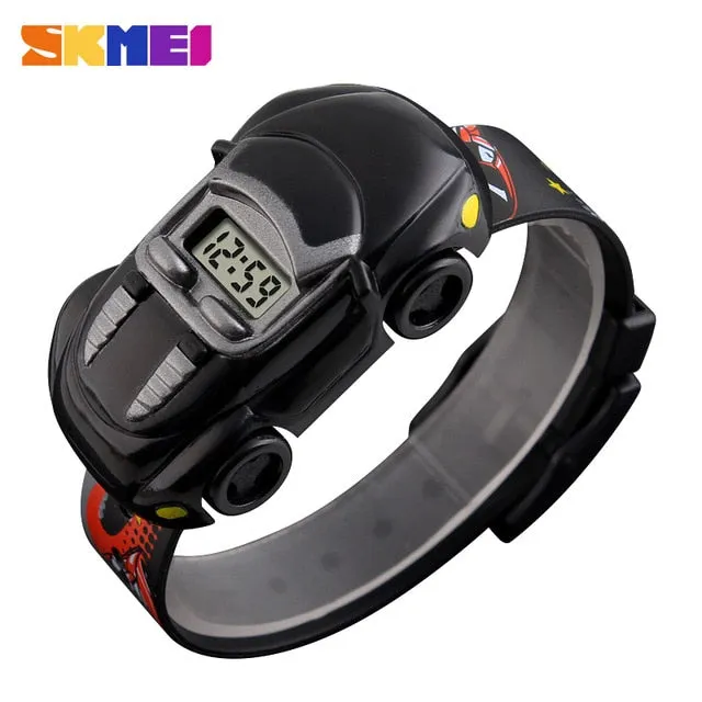 SKMEI Children Cartoon Creative Digital Watches Kids Fashion Car Black Outdoor Wristwatches For Boys Girls Student Casual Watch