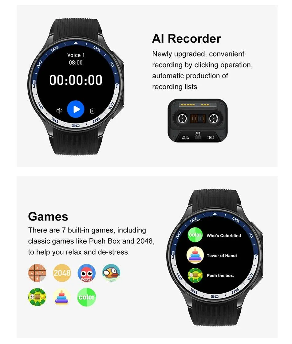 Smart Watch For OPPO Men's 466*466 AMOLED HD Screen 4GB Memory 3D Surround Vision Watch BT Call Waterproof Smartwatch
