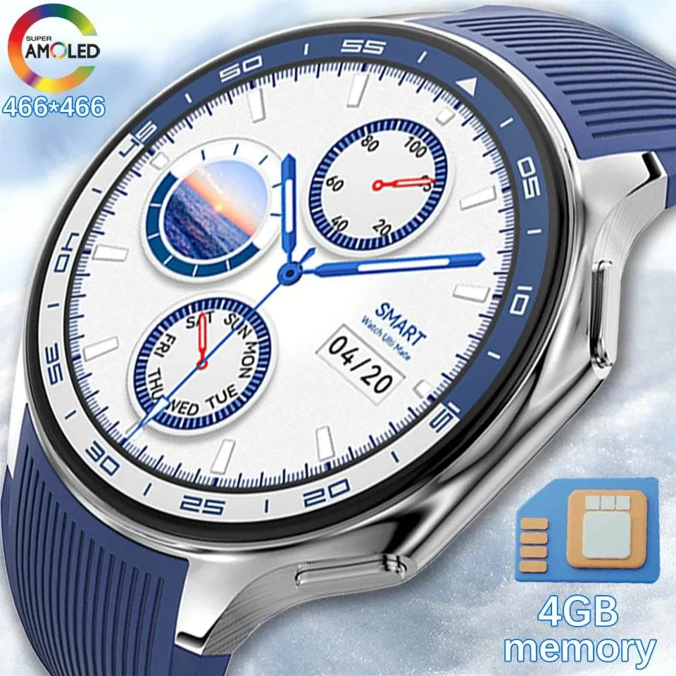 Smart Watch For OPPO Men's 466*466 AMOLED HD Screen 4GB Memory 3D Surround Vision Watch BT Call Waterproof Smartwatch